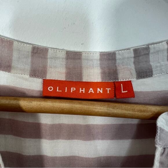 Oliphant Roll Sleeve Dress Stone Gray Stripe Print Size Large - Picture 11 of 16